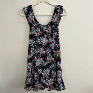 Aqua Floral Print Mini Dress. Size S.